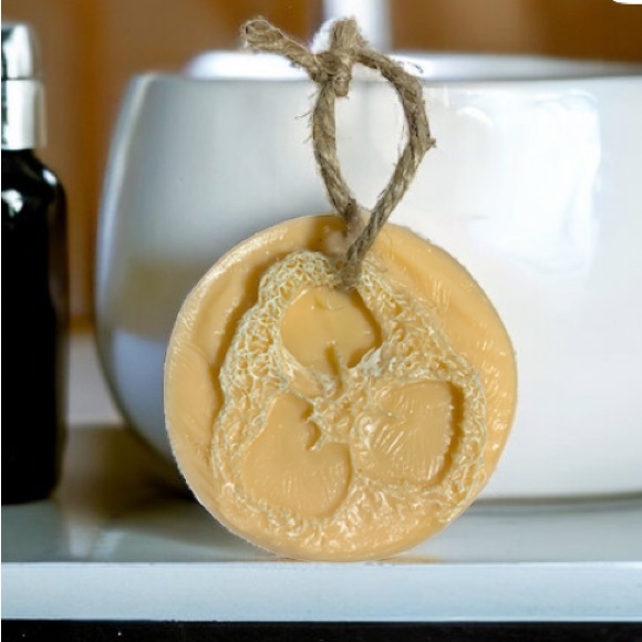 Hand Crafted Loofah Shea Butter Soap - JuJuBee Vanilla Scent (Teal Rectangle) - Picture 6 of 7